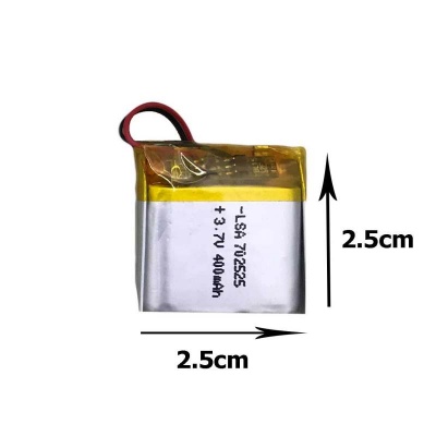 باتری لیتیوم پلیمر با ظرفیت 400mAh سایز 702525