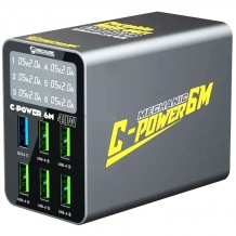شارژر رومیزی 6 پورت و آمپرسنج فست مکانیک مدل MECHANIC C-POWER 6M